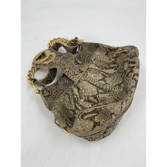Steven By Steve Madden Faux Python Shoulder Purse‎ Gold Hardware Chain Strap - Picture 9 of 15